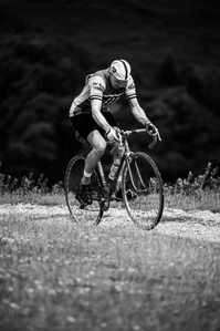 A cyclist scales a gravel track to reach the Hoad Monument, Ulverston. Part of an optional route at the Velo Retro Vintage cycling festival. Photo by Matthew Fleming, Lancashire.