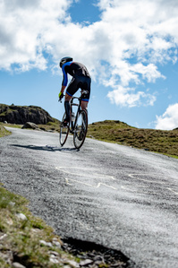 A cyclist scales Hardknott Pass, during the Fred Whitton Challenge. Photo by Matthew Fleming, Lancashire. 