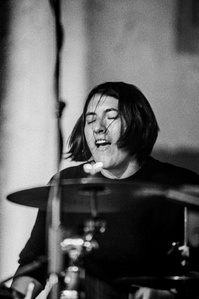 Liines performing live at Confessional Festival, Blackburn, September 2019. Photograph by Matthew Fleming, shot with Nikon F100 and Ilford HP5 film.