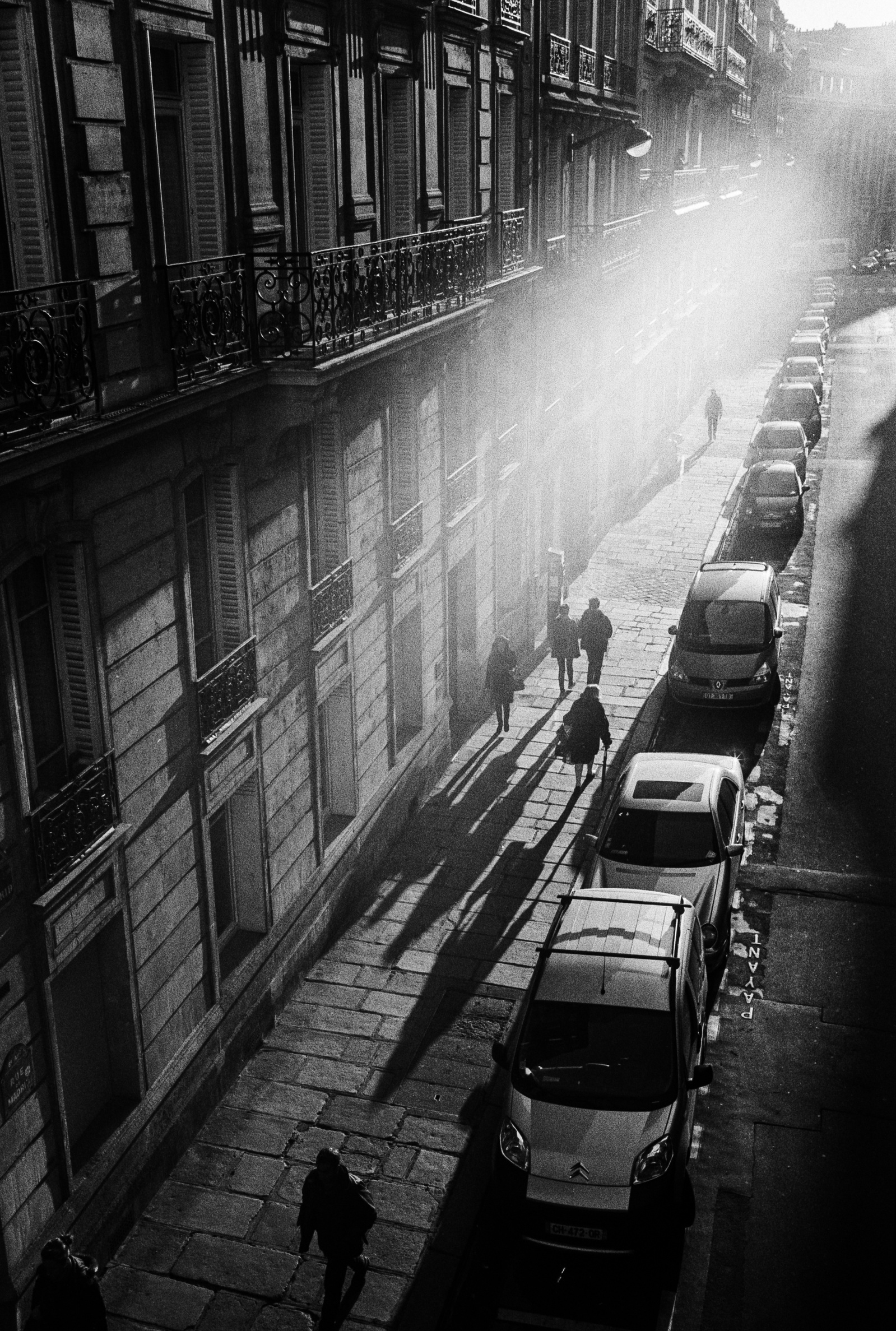 Sunset on Rue de Madrid, Paris. March 2016. Photographed by Matthew Fleming on Ilford HP5 with a Leica M6.