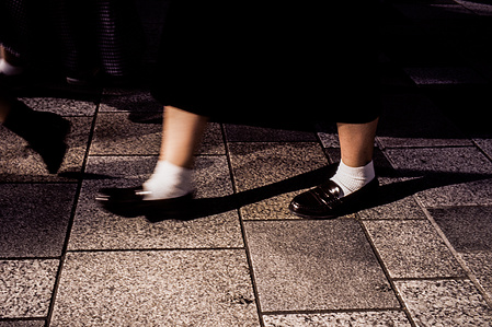 Feet stroll quickly by in Omotesando Hills, Harajuku, Tokyo.
Photograph from the series Forbidden Colours by Matthew James Fleming. Taken with a Leica M6 Fuji Velvia 50.