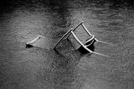 A chair bobs gently in the flooding during heavy rain, Boxing Day. Clitheroe.
Photograph from the series To Live and Die in Lancashire: Wet Paint by Matthew James Fleming. Taken with a Leica M6 and Ilford HP5 35mm film.