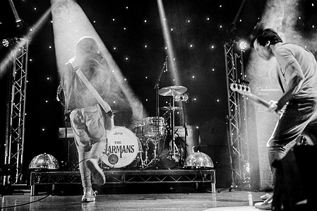 The Cribs performing live at Preston Guild Hall, January 2018. Photograph by Matthew Fleming, shot with Leica M6 and Ilford HP5 film.