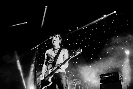 Gary Jarman of The Cribs performing live at Preston Guild Hall, January 2018. Photograph by Matthew Fleming, shot with Leica M6 and Ilford HP5 film.