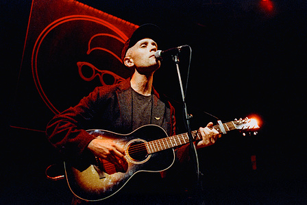 ​Jens Lekman (Secretly Canadian) performing live at legendary Manchester venue Band on the Wall, August 2017. Photograph by Matthew Fleming, shot with Leica M6 and Cinestill 800T.