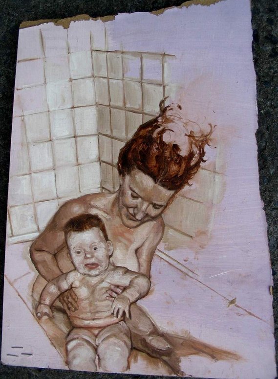 kathleen weldon, painting, bathtime