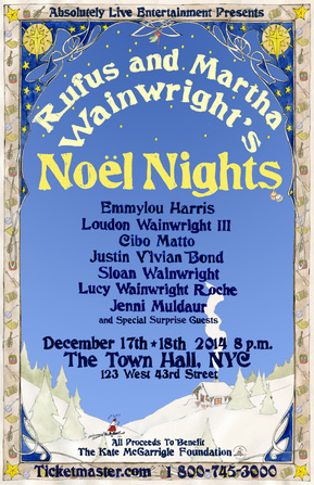 kathleen weldon, illustration, noel nights, concert, poster, rufus wainwright, martha wainwright, anna mcgarrigle