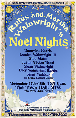 kathleen weldon, illustration, noel nights, concert, poster, rufus wainwright, martha wainwright, anna mcgarrigle