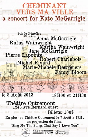 kathleen weldon, concert, poster, illustration, cheminant vers ma ville, kate mcgarrigle, anna mcgarrigle, rufus wainwright, martha wainwright, robert charlebois, theatre outremont 
