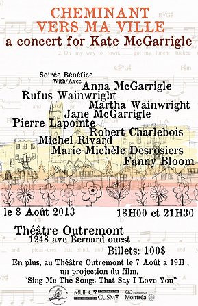 kathleen weldon, concert, poster, illustration, cheminant vers ma ville, kate mcgarrigle, anna mcgarrigle, rufus wainwright, martha wainwright, robert charlebois, theatre outremont 