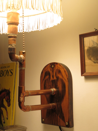 kathleen weldon, crafts, wall scone, lamp, copper