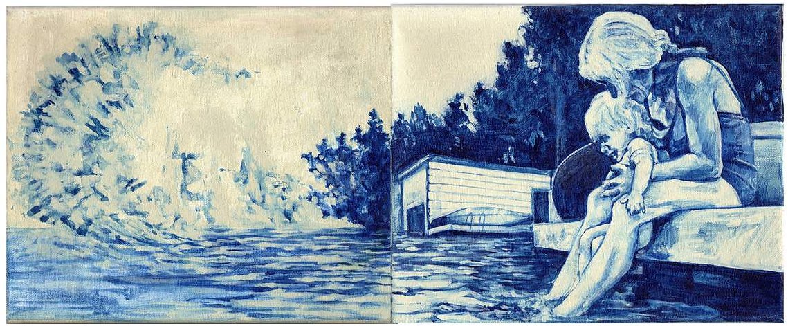 kathleen weldon, painting, oma and patty wave
