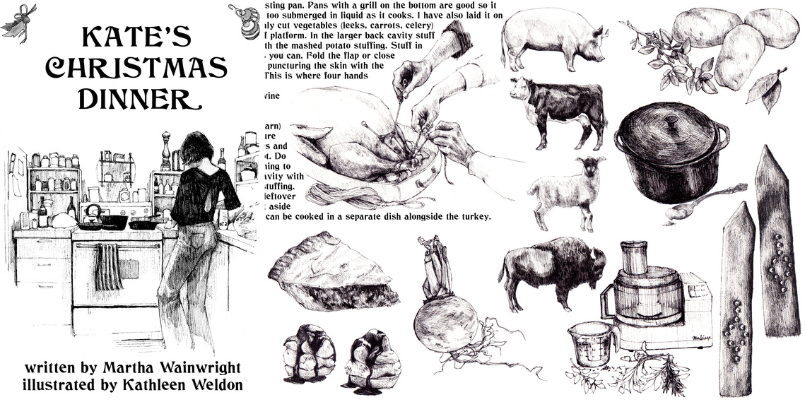 kathleen weldon, illustration, kate's christmas dinner, martha wainwright, kate mcgarrigle, cookbook