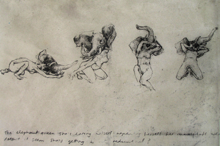 kathleen weldon, drawing, elephant queen