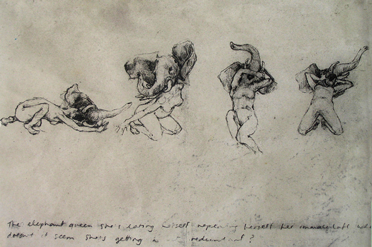 kathleen weldon, drawing, elephant queen