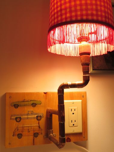 kathleen weldon, crafts, wall scone, lamp, copper