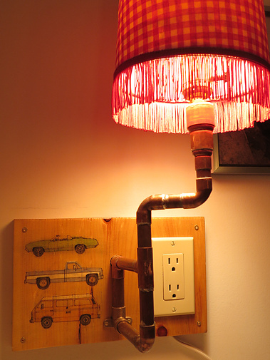 kathleen weldon, crafts, wall scone, lamp, copper