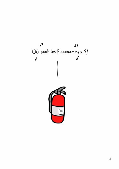 Illustration de David Décamps alias Deydai représentant un extincteur qui chante.