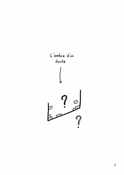 Illustration de David Décamps alias Deydai représentant l'ombre d'un doute, d'un point d'interrogation.