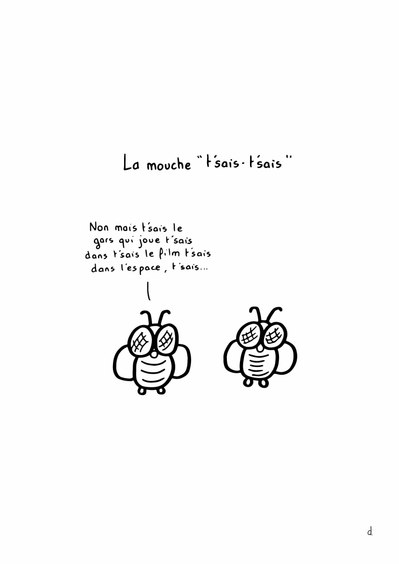 Illustration de David Décamps alias Deydai représentant deux mouches tsétsé qui discutent.