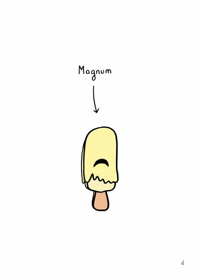 Illustration de David Décamps alias Deydai représentant une glace magnum avec une moustache.
