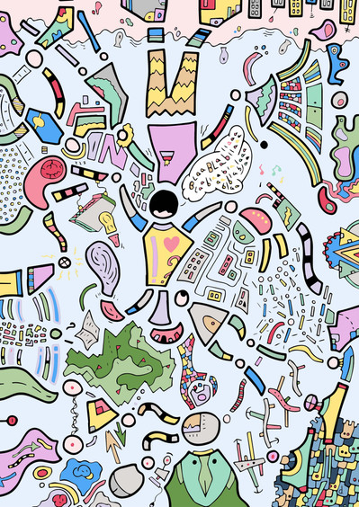 Illustration de David Décamps alias Deydai représentant n'importe quoi mais c'est le principal c'est que ça le rende heureux.