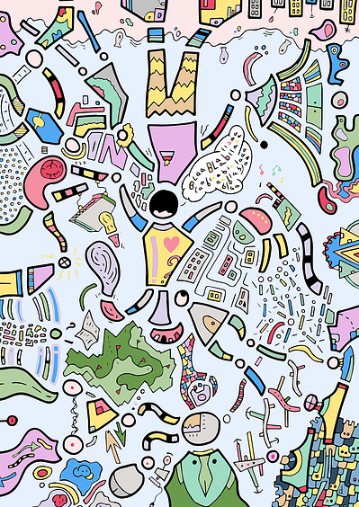 Illustration de David Décamps alias Deydai représentant n'importe quoi mais c'est le principal c'est que ça le rende heureux.