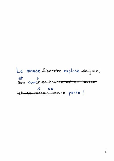Illustration de David Décamps alias Deydai représentant une phrase du monde qui explose à cause du capitalisme.