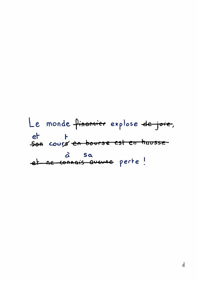 Illustration de David Décamps alias Deydai représentant une phrase du monde qui explose à cause du capitalisme.