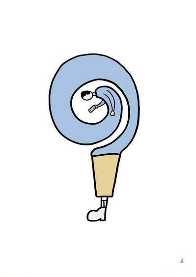 Illustration de David Décamps alias Deydai représentant un homme courbé sur son téléphone portable comme un escargot.