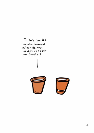 Illustration de David Décamps alias Deydai représentant deux pots de plantes qui discutent.