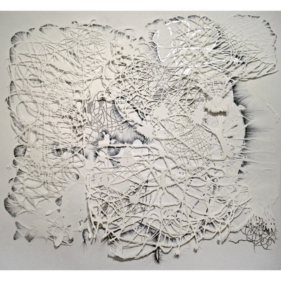 Reinvention
Cut paper, graphite, aluminum leaf, and newsprint