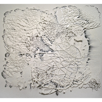 Reinvention
Cut paper, graphite, aluminum leaf, and newsprint