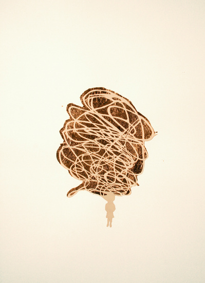 Explode
Cut paper and gold leaf