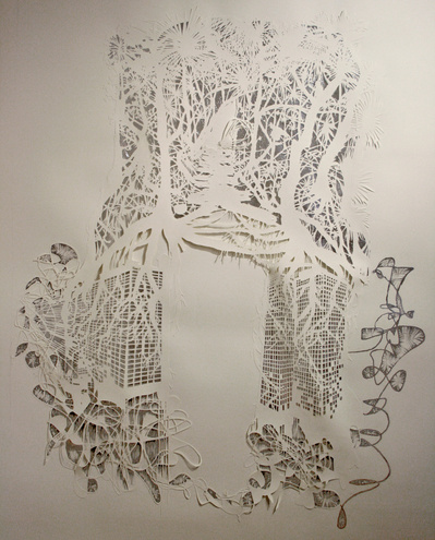 The World Is Too Much With Us Cut paper, graphite, aluminum leaf, and newsprint
