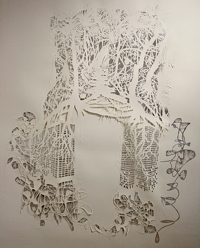 The World Is Too Much With Us Cut paper, graphite, aluminum leaf, and newsprint