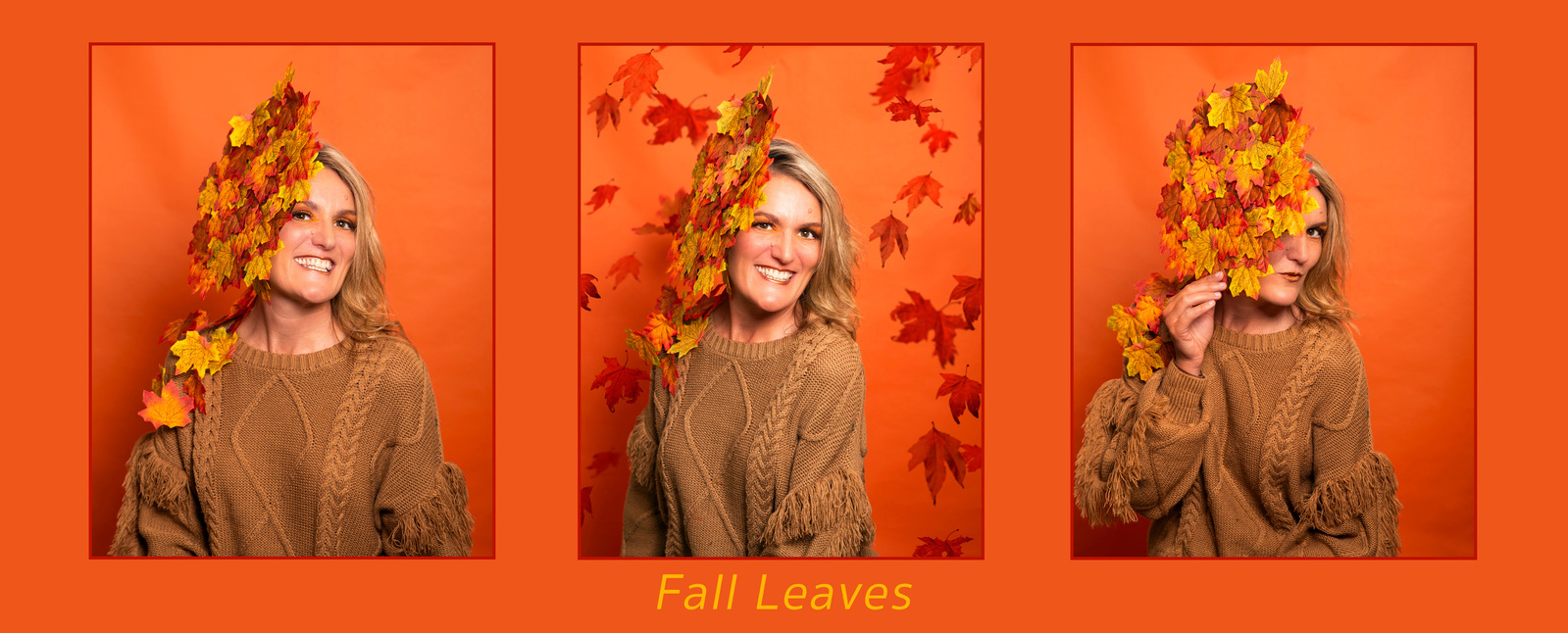A women wears a Fall themed hat for a photography project by Dark Light Portrait Studios in Williamsburg, VA