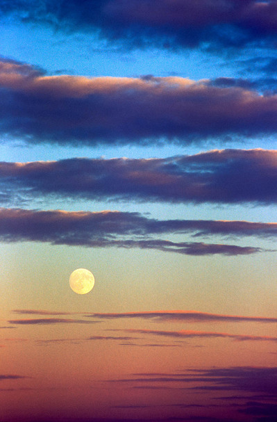 Full moon over the Rocky Mountain National Park, CO