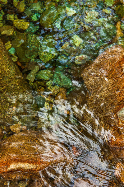 Landscape nature photography of rocks in a pond in California