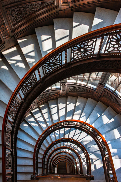A Chicago commercial photographer interpretation of a winding staircase at "The Rookery" building in Chicago, IL