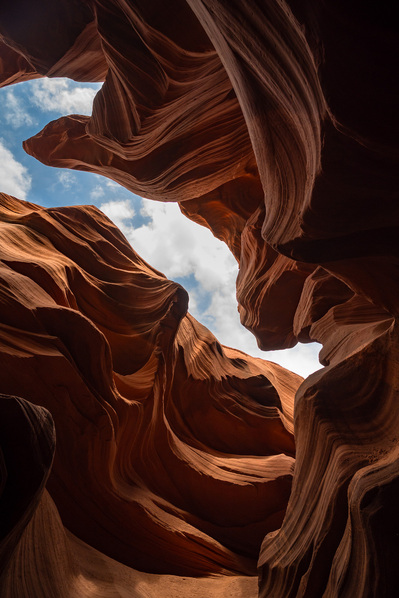 Fine art nature photography of intricate sand rock detail as evidence of erosion by wind and water at Antelope Canyon, AZ 