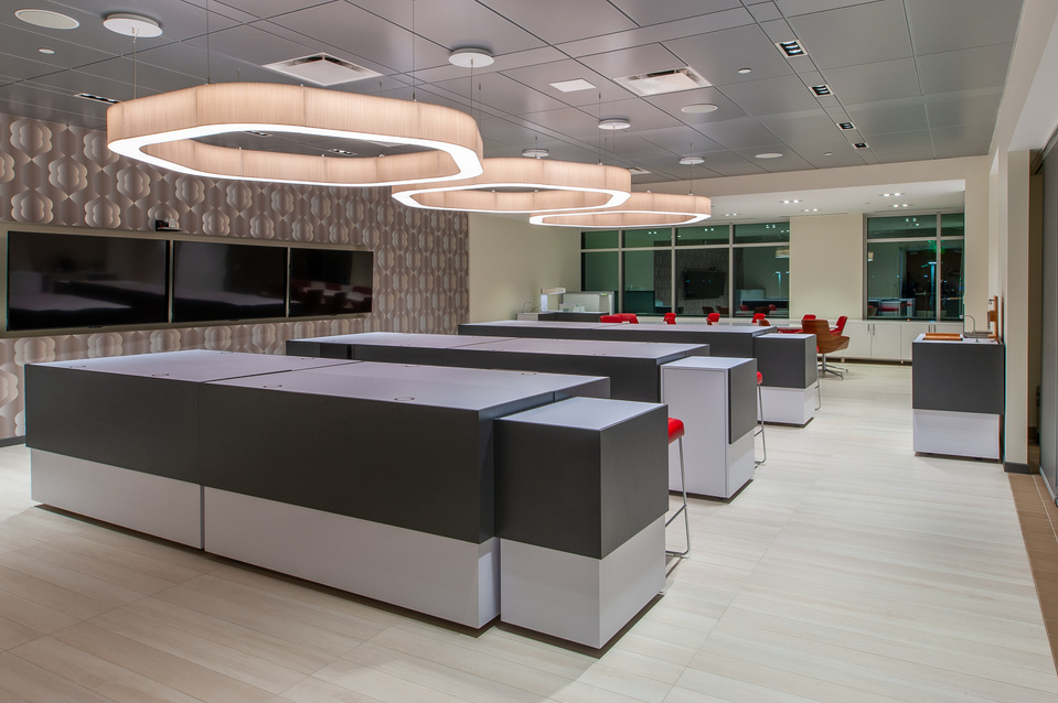 Food presentation room and kitchen at Sky Chefs near O'Hare in Mount Prospect, IL 