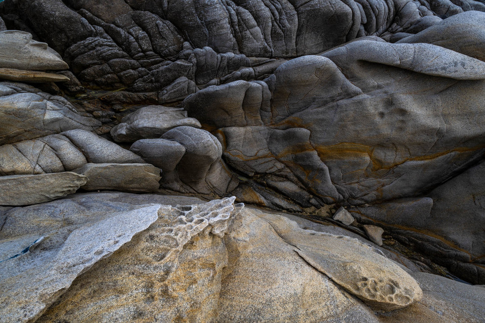 Abstract rock formation close up as seen at a beach in Greece