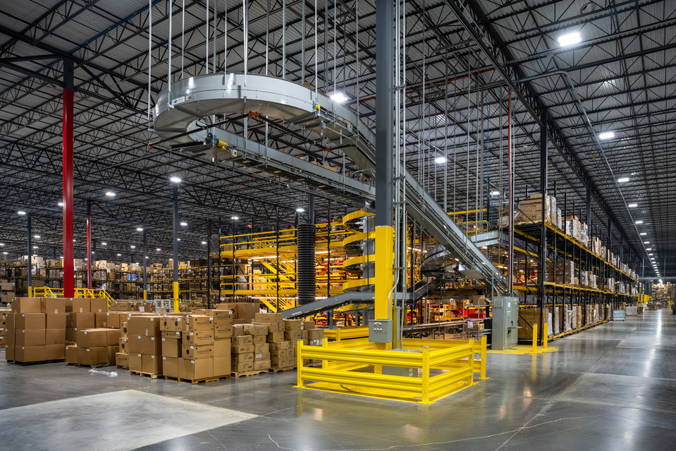 Transportation loop within a very large distribution facility