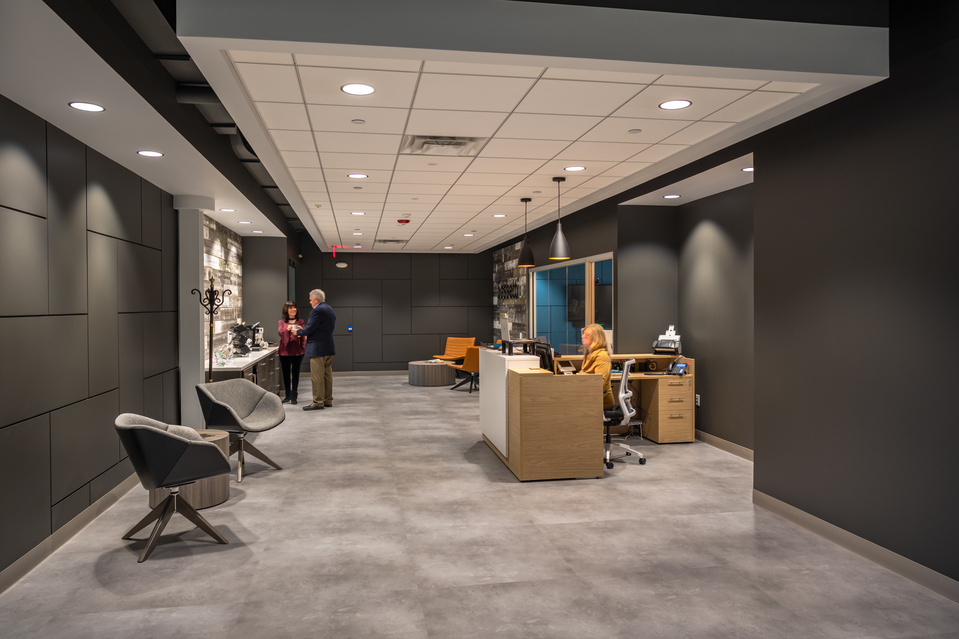 Corporate foyer and coffee refreshment area of an accountant firm in Oak Brook, IL