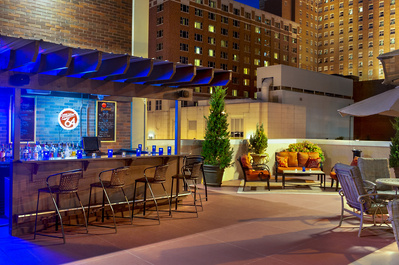 The outdoor bar at the DoubleTree by Hilton hotel in downtown Milwaukee, WI