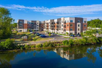 Drone photography real estate of a high-end multi-story residential development in South Elgin, IL