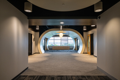 Symmetrical view of a vacant Class-A corporate office space in Indianapolis, IN