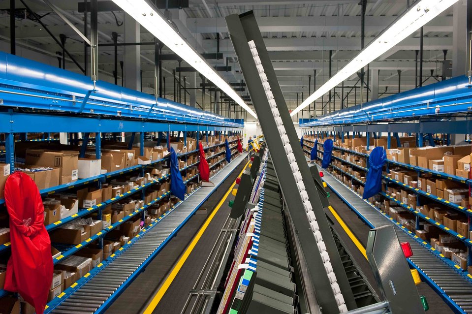 Automated sorting mechanism in a pharmaceutical distribution and logistics facility of a Fortune 500 brand 