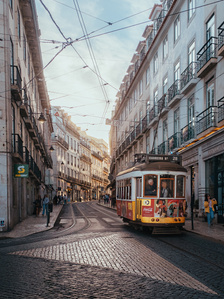 A trolley in Lisbon, Portugal.